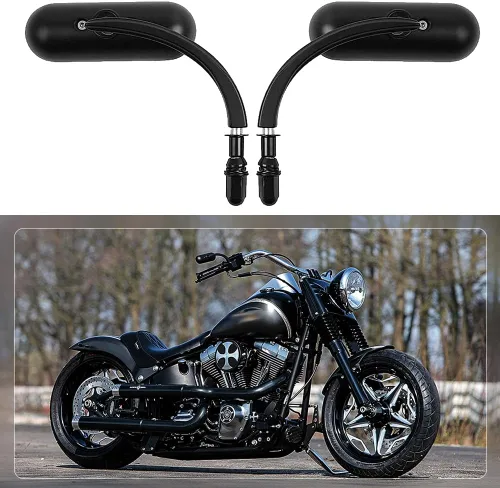 Miniatura 11 de Espejos de motocicleta en forma de murciélago negro, espejos retrovisores de motocicleta actualizados compatibles con Harley Road King, Sportster