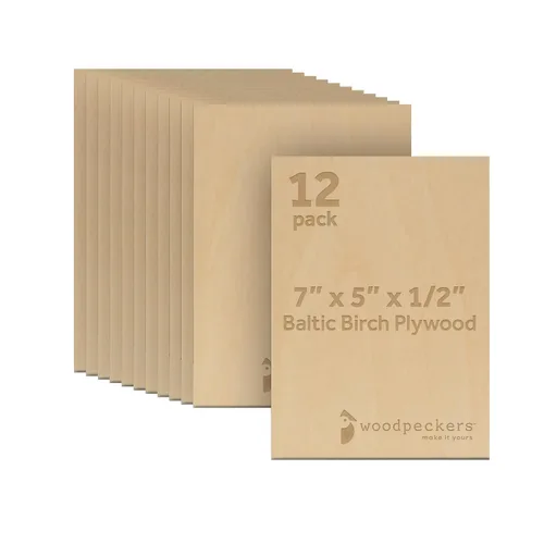 Miniatura 23 de Madera contrachapada de abedul báltico de 0.472 in, 1/2 x 5 x 7 pulgadas, caja de 2 madera artesanal de grado B/BB, más fuerte que las hojas