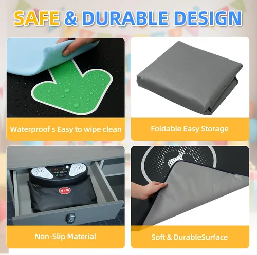 Miniatura 8 de PLAMILOY Tapete de baile para niños, tapete electrónico iluminado, juego de música, juguete para niñas y niños de 3 a 12 años, tapete de juego