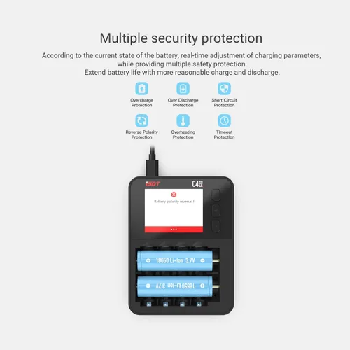 Miniatura 6 de ISDT C4 EVO Probador de capacidad de cargador de batería rápido para AA AAA 18650 21700, analizador de batería inteligente para baterías recargables