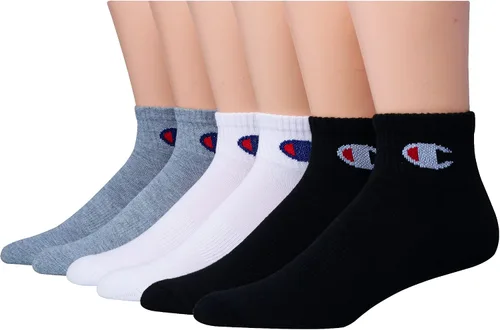 Champion Calcetines para hombre, calcetines de tobillo, calcetines deportivos acolchados, paquete de 6 y 12 pares