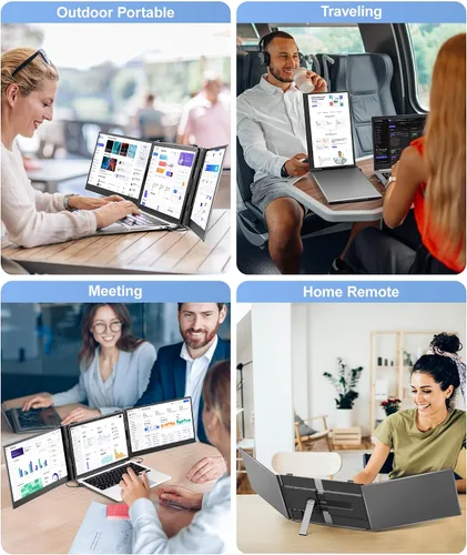 Miniatura 8 de Extensor de Pantalla para Laptop, Monitor Portátil Ultradelgado de 14" FHD 1080P para Laptop, Extensor de Triple Monitor Liviano de 2.2 libras