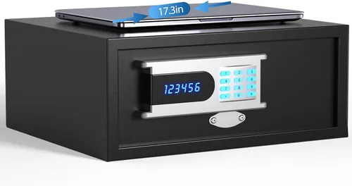 Miniatura 9 de Grimtron Caja fuerte de hotel comercial (1.36 pies cúbicos), diseño a granel con pista de auditoría, contraseña de administrador, portátil