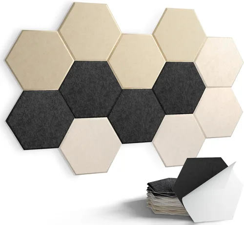 Miniatura 12 de Paquete de 12 paneles acústicos, paneles de pared insonorizados, paneles de alta densidad a prueba de sonido con autoadhesivos, absorbentes