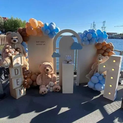 Miniatura 6 de Globos azules y marrones, 60 piezas, juego de globos de látex color azul macarrón, blanco, arena, nude, marrón claro, para decoración de baby shower
