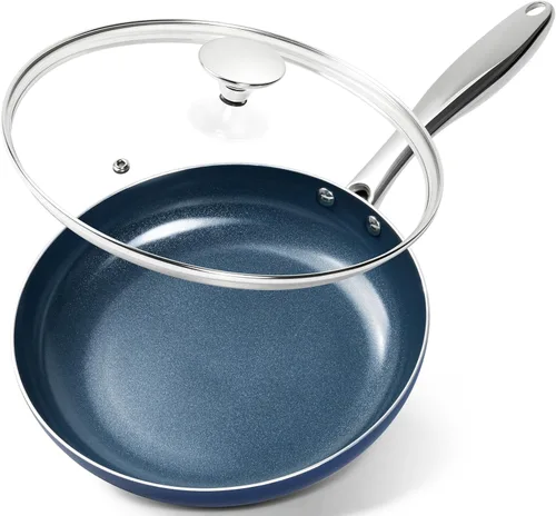 Miniatura 8 de MICHELANGELO - Sartén pequeña para freír - Sartén antiadherente de 8 pulgadas con tapa, sartén de tortilla no tóxica con mango de acero inoxidable
