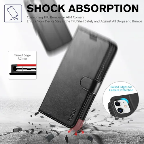 Miniatura 6 de TUCCH Funda tipo cartera para iPhone 11, [con bloqueo RFID] ranuras para tarjetas, soporte, cierre magnético, funda protectora de piel sintética