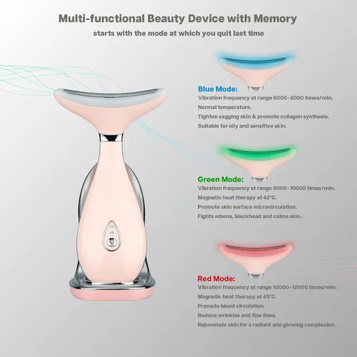 Miniatura 2 de VRAIKO Lily - Masajeador facial para el cuello, herramienta de escultura facial, dispositivo de rejuvenecimiento de la piel con acción térmica, LED