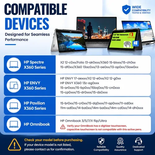 Miniatura 2 de MPP 1.51 - Bolígrafo para HP Omnibook X Flip, Envy x360, Spectre & Pavilion con pantalla táctil, 300 días de duración de la batería, lápiz