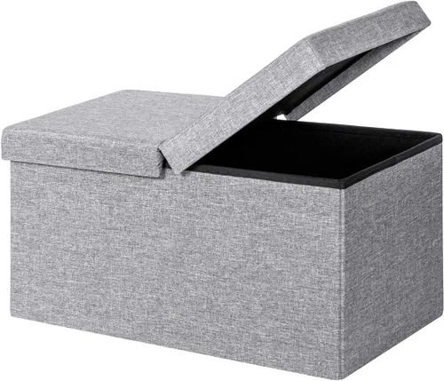 Giantex Otomana plegable de almacenamiento de 30 pulgadas de ancho, gran espacio de almacenamiento de 80 litros y asiento acolchado para sala de
