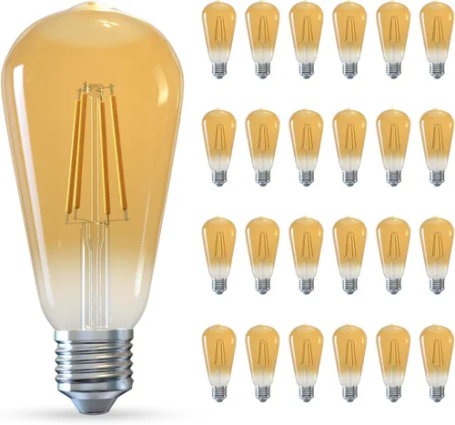 Miniatura 36 de Jensense Bombillas LED Edison E26, 60 vatios equivalentes, bombillas regulables, 2300 K, luz blanca cálida (cristal ámbar), estilo vintage