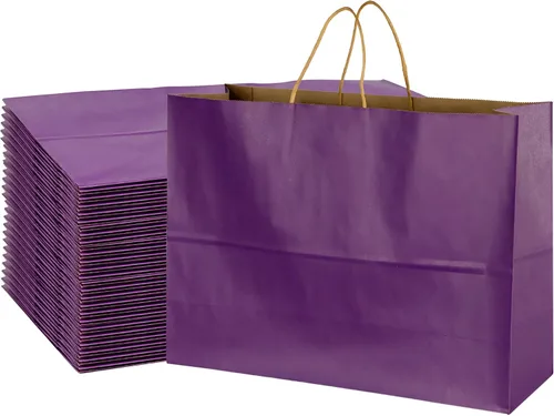 Miniatura 9 de BLEWINDZ 70 bolsas de papel grandes con asas, 16 x 6 x 12 pulgadas, bolsas de compras de papel multicolor para pequeñas empresas, bolsa de regalo 10