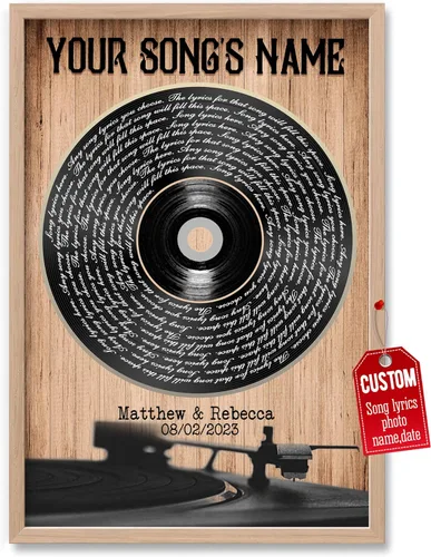 H-DEWALL Póster personalizado de letras de canciones, regalo de boda único para parejas, personaliza con tus propias fotos, nombres y fecha, sin