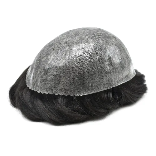 Miniatura 3 de Hombres Toupee Sistema de Replcement de Cabello Humano Toupee Hombre Piel de Poli Completo Pieza de Pelo de Piel de PU para Hombres Toupee