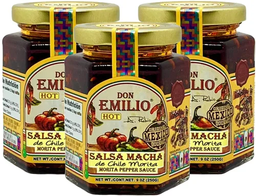 Miniatura 9 de Don Emilio Salsa Macha de Chile Picante (9 oz) (Paquete de 1) Keto, Vegano Crujiente, Hormigueante Picante, Sabroso Pimiento Rojo, Chile