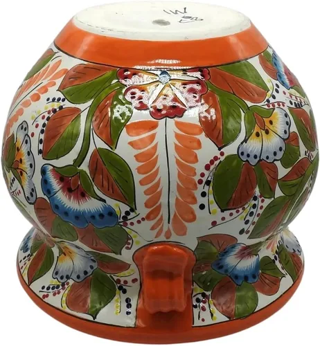 Miniatura 8 de Michoacana - Maceta mediana pintada a mano, para interiores y exteriores, multicolor Naranja