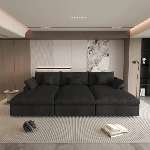 Miniatura 62 de WJShome Sofá Seccional Cloud Couch de 83 pulgadas para sala de estar, sofá seccional modular relleno de plumón, sofás en forma de L con otomana