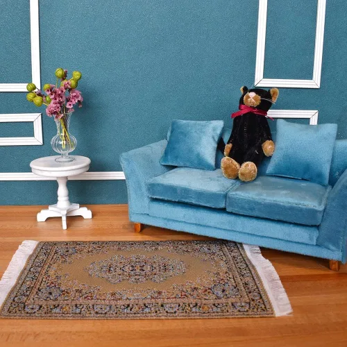 Miniatura 5 de iLAND Accesorios de casa de muñecas en miniatura vintage de alfombra para muebles de casa de muñecas en escala 1/12 y muñecas de 3 a 12 pulgadas