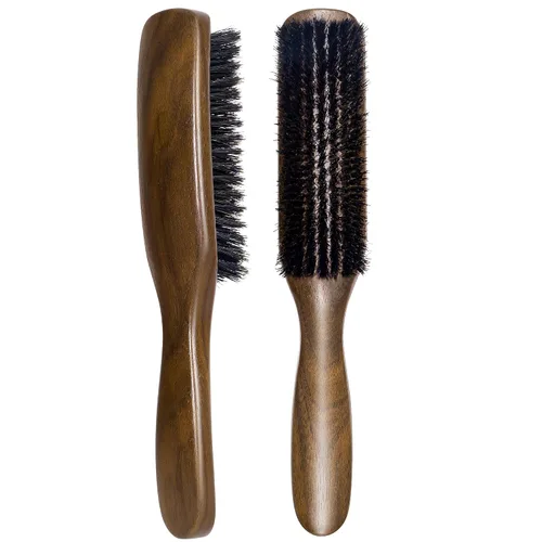 Miniatura 10 de STYLEMATE Sapele - Cepillo de pelo de cerdas de jabalí de madera para mujeres y hombres, cepillo suave para cabello fino y fino, cepillo alisador