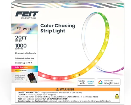 Miniatura 12 de Tira de luz inteligente Feit Electric de 16 pies, tira de luz LED ultradelgada RGBW con perseguimiento de colores, Wi-Fi de 2.4GHz habilitado