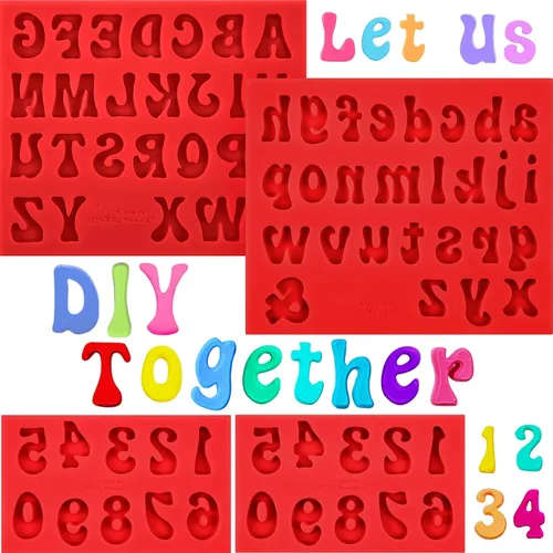 Miniatura 6 de Patelai 4 moldes de silicona para letras de chocolate, moldes de números de letras para el día de San Valentín, antiadherentes, fáciles de liberar 0