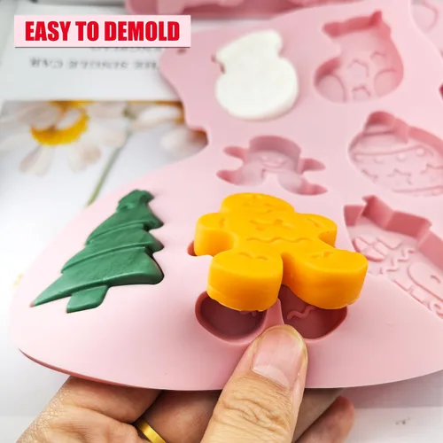 Miniatura 3 de Paquete de 3 moldes de silicona para chocolate de Navidad, molde de hornear de Navidad, copo de nieve, árbol de Navidad, muñeco de nieve, hombre
