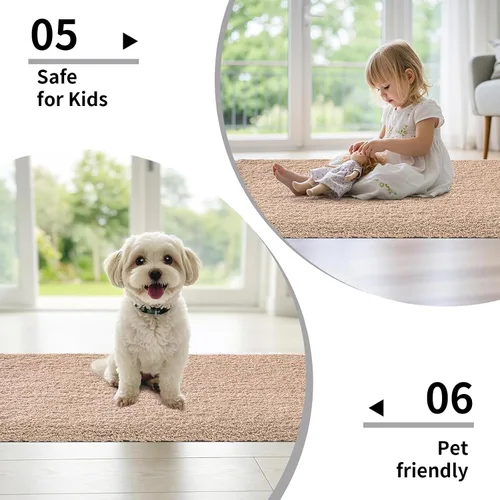 Miniatura 6 de Disolla - Alfombra antideslizante pequeña y esponjosa para el suelo del baño, lavable, afelpada, para ducha, absorbente, color beige, 17 x 24