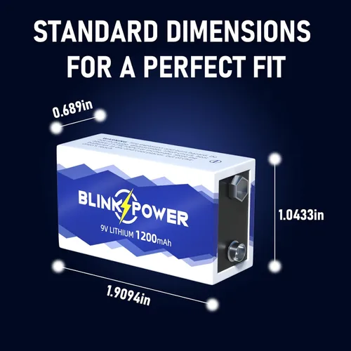 Miniatura 6 de Blinkspower Paquete de 2 baterías de litio de 9 V, batería de 9 voltios de 1200 mAh, batería de 9 V de larga duración para detectores, no recargable