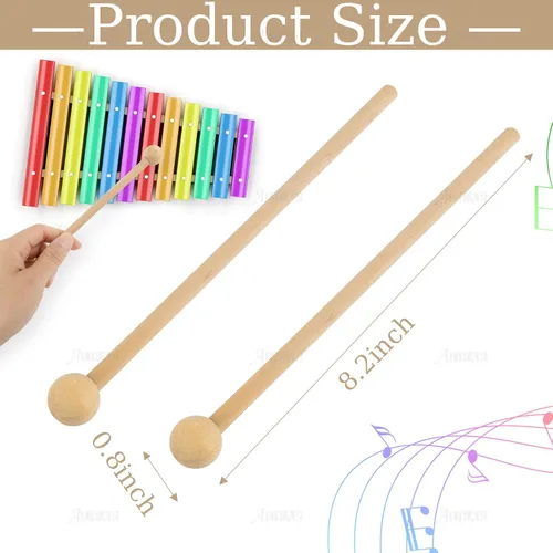 Miniatura 2 de AUEAR, Palitos de percusión de mazos de madera de 8 pulgadas de largo para xilófono Glockenspiel Energy Chime Block y campanas (paquete de 2)