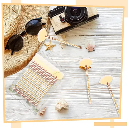 Miniatura 5 de Nuenen 12 cepillos faciales suaves para abanicos, aplicadores de ácido para barro, crema, rubor, maquillaje, cáscara, glicólico, multiuso, Dorado