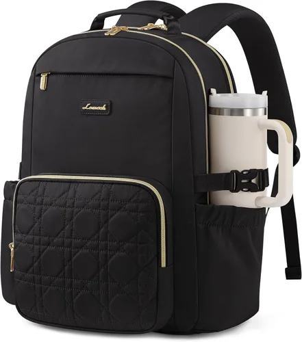 Miniatura 34 de LOVEVOOK Mochila para laptop para mujer con bolsillo para taza de gran capacidad, bolsa de computadora portátil de 15.6 pulgadas, mochila de viaje