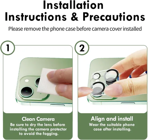 Miniatura 6 de Protector de lente de cámara compatible con iPhone 15 y 15 Plus, cubierta de cámara de vidrio templado de dureza 9H, Ultra HD, antiarañazos, fácil