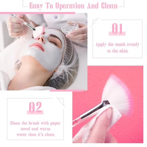 Miniatura 4 de Nuenen 12 cepillos faciales suaves para abanicos, aplicadores de ácido para barro, crema, rubor, maquillaje, cáscara, glicólico, multiuso, Plateado