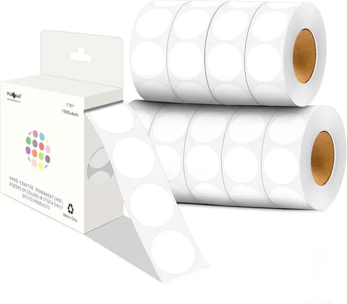 Miniatura 18 de PARLAIM Pegatinas adhesivas permanentes redondas de 1 pulgada con código de color en forma de puntos, 1000 por rollo, caja dispensadora de Azul