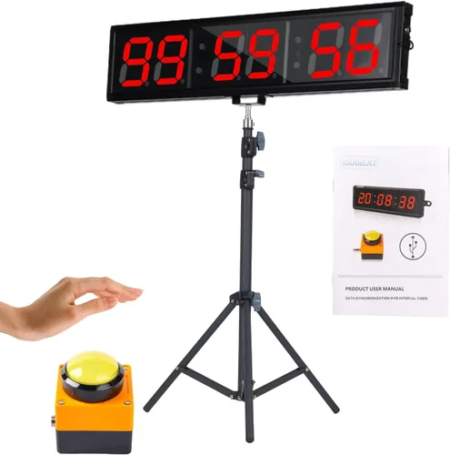 Temporizador de fitness con botón de cronómetro, adecuado para escuela/examen/ejercicio en casa/gimnasio/fitness SMAHEAT Temporizador electrónico de