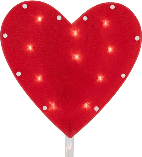 Miniatura 5 de Marcador de camino para el día de San Valentín, 4 unidades, diseño de corazón rojo, luces transparentes