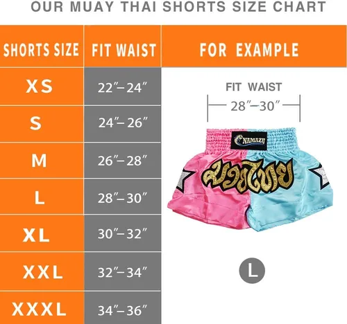 Miniatura 6 de NAMAZU Pantalones cortos Muay Thai para hombres y mujeres, pantalones cortos de kickboxing de alta calidad para gimnasio y boxeo.
