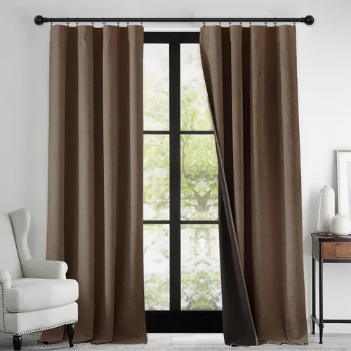 Miniatura 43 de RYB HOME Cortinas cortas opacas 100% marrones, 45 pulgadas de largo, 52 pulgadas de ancho, bloqueo de luz y aislamiento térmico para cocina