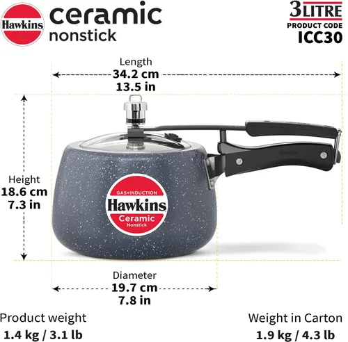 Miniatura 10 de Hawkins Olla a presión antiadherente de cerámica, cocina de tapa interior de inducción, cocina en forma de contura de granito, mejor cocina, azul