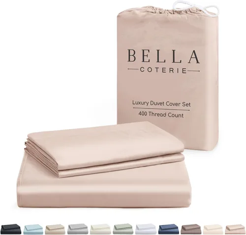 Miniatura 12 de Bella Coterie - Juego de funda de edredón de viscosa de bambú de lujo, tamaño King, 100% cultivado orgánicamente, lazos en las esquinas, ultra