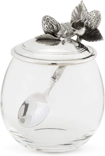 Miniatura 10 de Vagabond House Tarro de cristal de abeja de peltre con cuchara de 5 pulgadas de alto, 12 onzas