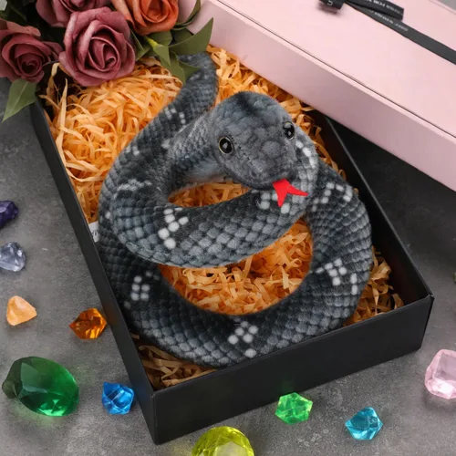 Miniatura 6 de Peluche de serpiente, animal de serpiente de peluche, serpientes de juguete pequeñas de 27 pulgadas para niños, animales de peluche gigantes, Negro