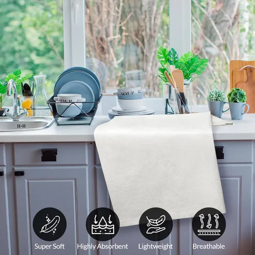 Miniatura 4 de ROYALE LINENS Paquete de 12 toallas de cocina blancas de 33 x 38 pulgadas, 100 % algodón, a prueba de pan, colado de queso, hornear, limpieza, Blanco
