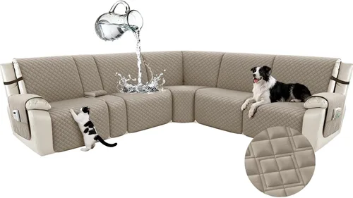 Miniatura 10 de Arfntevss Fundas para sofá seccional reclinable para sofá seccional en forma de L, funda antideslizante lavable para sofá reclinable con forma de L