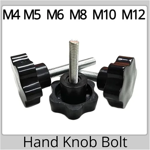 Miniatura 4 de M4 M5 M6 M8 M10 M12 Tornillos de mano de seis lóbulos 304 Rosca de acero inoxidable de sujeción de mango de pulgar Perno de plástico