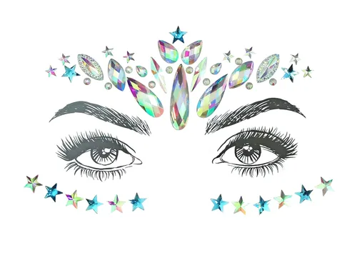 Miniatura 3 de Adhesivos de gemas para la cara de sirena con purpurina, diamantes de imitación para festival, joyas, cristales para la cara, ojos y cuerpo, 6