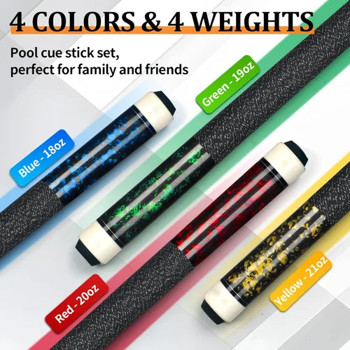 Miniatura 3 de Kmise Pool Cue Stick Set,4 Colors Canadian Maple Cue,Pool Sticks for Adults,Tacos de Billar 18 19 20 21oz for Beginner