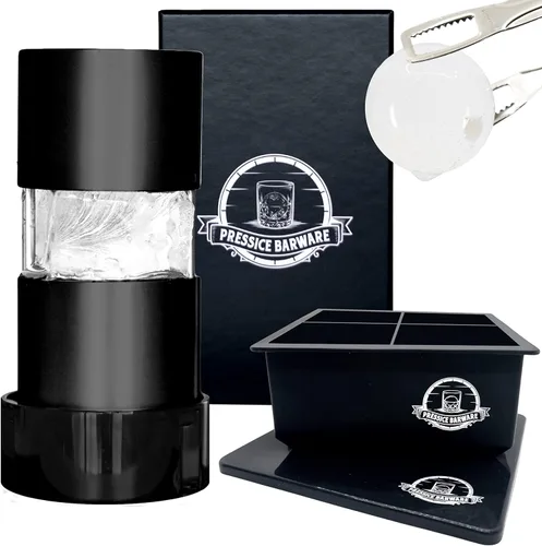 Miniatura 10 de Prensa de bolas de hielo, prensa de hielo de aluminio para regalo del día del padre, crea esferas grandes sin esfuerzo, incluye bandeja de hielo