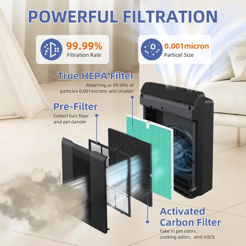 Miniatura 2 de Paquete de 4 filtros H de repuesto de absorción de toxinas HEPA 116130 para purificador de aire Winix 5500-2 Am80 Plasmawave filtro HEPA verdadero