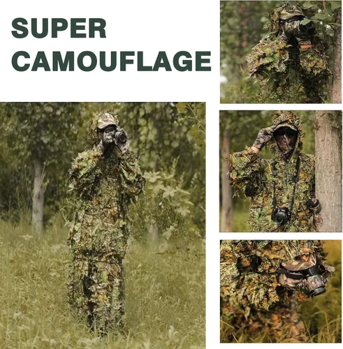 Miniatura 9 de Traje Ghillie, traje de camuflaje frondoso 3D, ropa de camuflaje de caza, ropa de bosque para caza, Airsoft, fotografía de vida silvestre